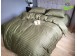 Фото Однотонное постельное белье полуторное страйп сатин Хаки премиум 2х2