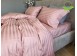 Фото Однотонное постельное белье полуторное страйп сатин Розовое премиум 2х2