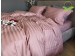 Фото Однотонна постільна білизна полуторна страйп сатин Рожева преміум 2х2