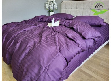 Страйп сатин постельное белье полуторное Фиолетовое Multi