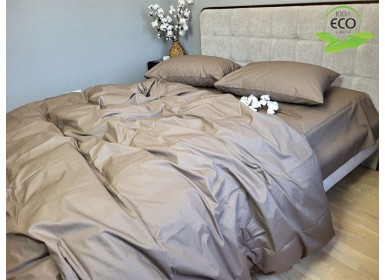 Однотонное постельное белье полуторное Соло 190 коричневое